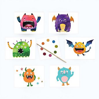 Kids Watercolor Kit, Friendly Monsters Postcard Art Set