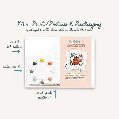 Kids Watercolor Kit, Friendly Monsters Postcard Art Set