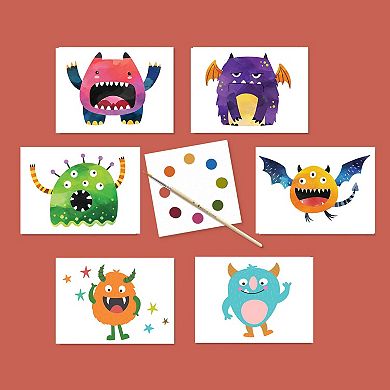Kids Watercolor Kit, Friendly Monsters Postcard Art Set