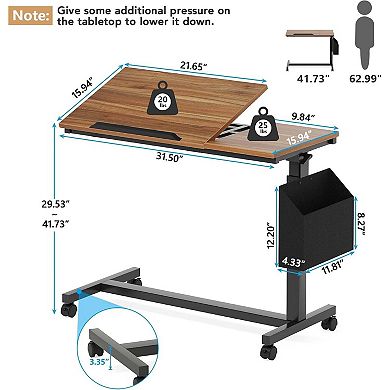 Tribesigns Height Adjustable C Shaped End Table Desk