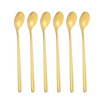 6 pc Stainless Steel Long Handle Tea Spoon, Coffee & Cocktail Stirring Spoon for Bar Accessories