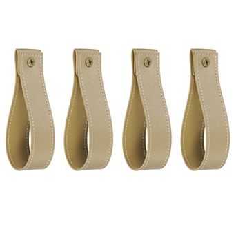 4 pc Leather Curtain Rod Holder, Wall Hanging Straps Curtain Rod Hook Brackets Hangers with Screws