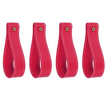 4 pc Leather Curtain Rod Holder, Wall Hanging Straps Curtain Rod Hook Brackets Hangers with Screws