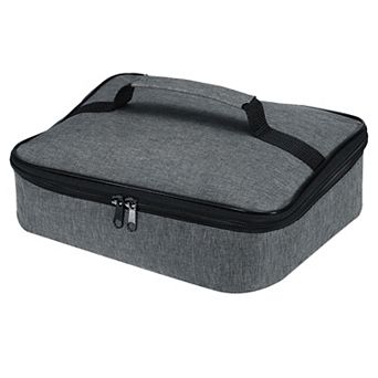 11" L Insulated Lunch Tote Bag with Handle, Waterproof Portable Food Storage Grey Black NO SIZE