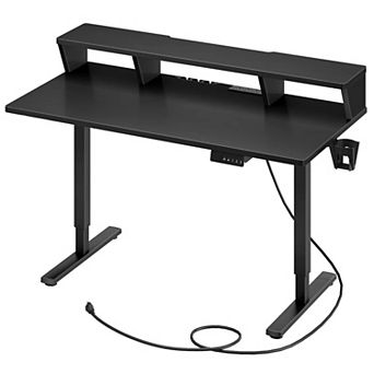 Standing Computer Desk with Monitor Shelf, Charging Station and Memory Height Settings