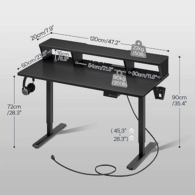 Standing Computer Desk with Monitor Shelf, Charging Station and Memory Height Settings