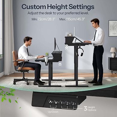 Standing Computer Desk with Monitor Shelf, Charging Station and Memory Height Settings