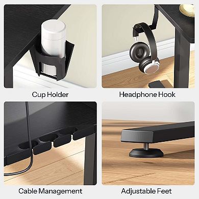 Standing Computer Desk with Monitor Shelf, Charging Station and Memory Height Settings