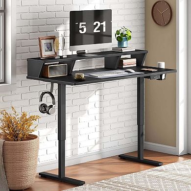 Standing Computer Desk with Monitor Shelf, Charging Station and Memory Height Settings