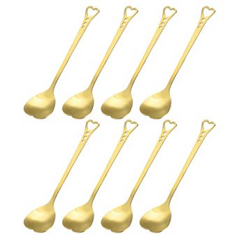 8 pc Heart Shape Stainless Steel Dessert Spoons, Multi-Purpose for Coffee, Tea & Stirring