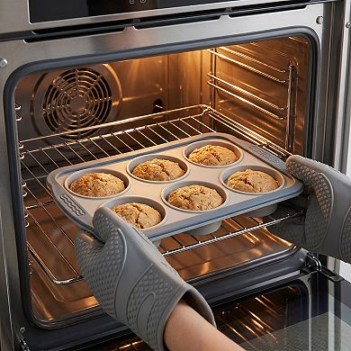 Muffin-Pan 12-Cup Nonstick Silicone Pan with Steel Rim for Home Baking