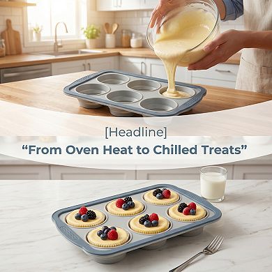 Muffin-Pan 12-Cup Nonstick Silicone Pan with Steel Rim for Home Baking