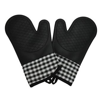 11.82" Oven Mitts, Heat-Resistant, Silicone Kitchen Mitts, Non-Slip Grip 2 pc