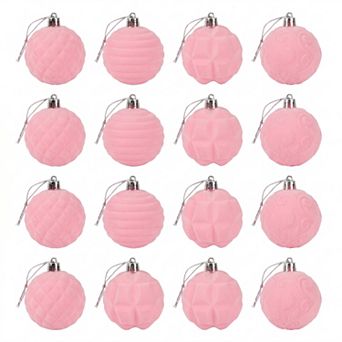 Painted Velvet Christmas 12 Pack Flocked Sphere Orbs Luxury Tree Hanging Ornaments Vintage Decor