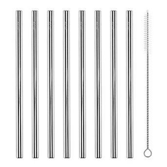 0.5"x11.8" 8 pc Reusable Straws, Stainless Steel Straws with Brush, Long Drinking Straws