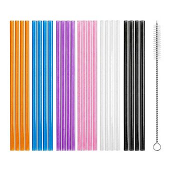 24 pc Reusable Straws, Plastic Straws with Brush, Drinking Straws for 40 oz Tumbler, Perfect