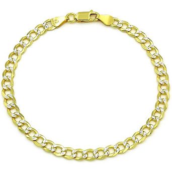 RMZ GOLD NYC 925 Italian Sterling Silver 3mm Solid Cuban Diamond Cut Bracelet