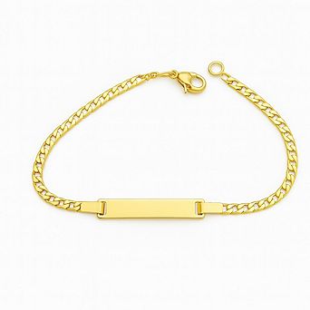 Gold ID Bracelet with Cuban Link Chain
