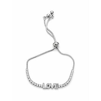 Silver “LOVE” Adjustable Bracelet Minimalist Sparkle Jewelry for Women