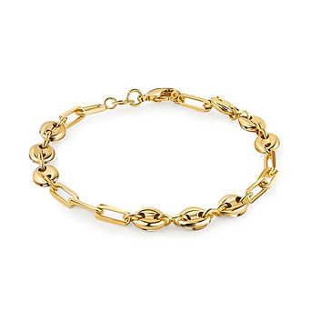 RMZ GOLD NYC 18K Gold Mariner and Paperclip Link Bracelet