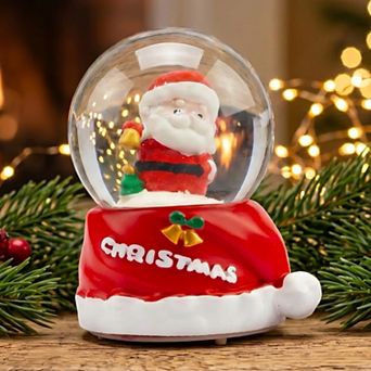 Christmas Light Up Crystal Ball Shatterproof LED Glitter Snow Globe Cute Resin Figurine Decorative