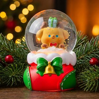 Christmas Light Up Crystal Ball Shatterproof LED Glitter Snow Globe Cute Resin Figurine Decorative