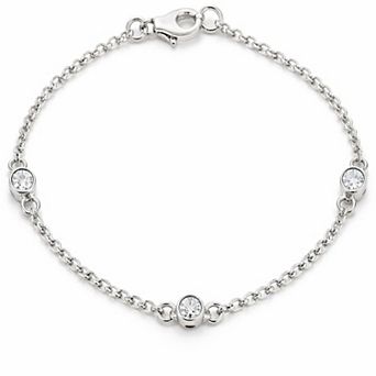 925 Sterling Silver Filled Cubic Zirconia Bracelet 7" Delicate Minimalist Chain Bracelet for Women