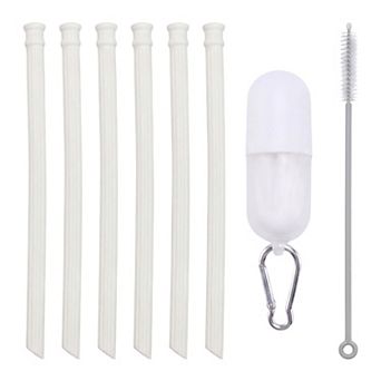 6 pc Reusable Straws, Silicone Solid Color Straws , Long Drinking Straws for 40 oz Tumbler