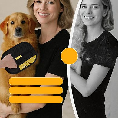Pet Hair Remover Gloves for Shedding 1Pc Yellow