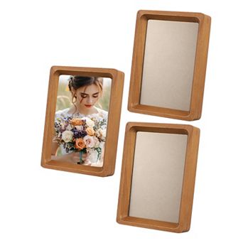 3 x 4" Natural Wood Photo Frames, Mini Tabletop Picture Frame 3 pc