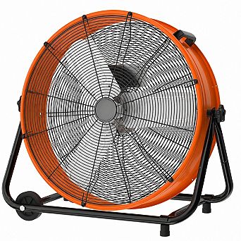 24 Inch Industrial Drum Fan 3 Speed High Velocity Metal Floor Fan with Wheels Adjustable Tilt