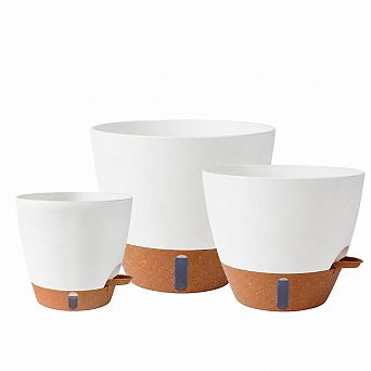 8/10/12 Inch Self Watering Plastic Planter Set of 3 with Drainage Holes and Water Indicator