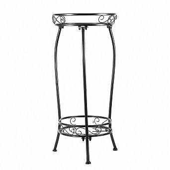 27 Inch Tall Black Metal 2 tier Plant Stand for Indoor Outdoor Display