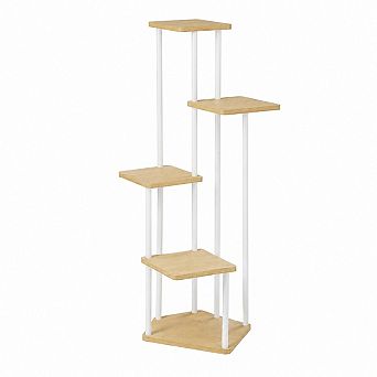 5 tier White Plant Shelf, Metal and Wood Corner Stand for Indoor Decorative Plant Display
