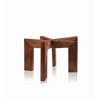 2-Pack Wood Plant Stands with Rattan Detail for Indoor Planter Display