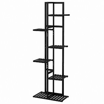 6 tier Bamboo Plant Stand with 7 Shelves, Indoor Outdoor Corner Display Rack, Black