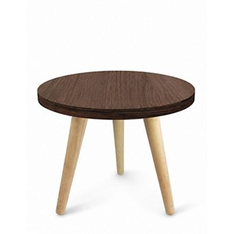 10-Inch Tall Wooden Plant Stand for Indoor Planters, Round Mid Century Style Table