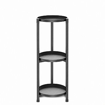 3 tier Tall Metal Corner Plant Stand, Black, Indoor Outdoor Flower Pot Display Rack