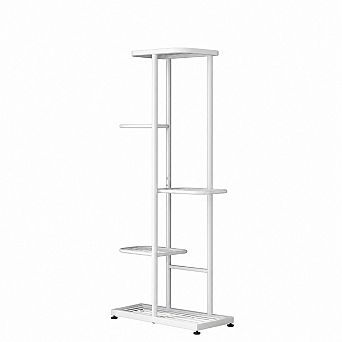 5 tier Metal Plant Stand for Multiple Pots, Vertical Indoor and Outdoor Flower Shelf in White