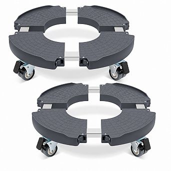 Adjustable Rolling Plant Caddy Set, Heavy Duty Round Dolly Base with Casters, 2 Pack