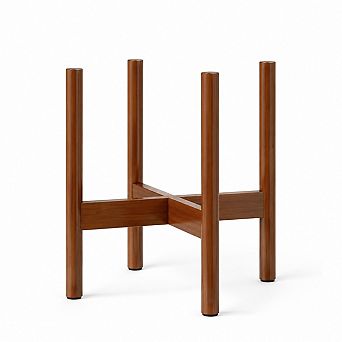 Adjustable Bamboo Plant Stand, Single Tier Floor Holder for 8 to 12 Inch Pots, Dark Brown