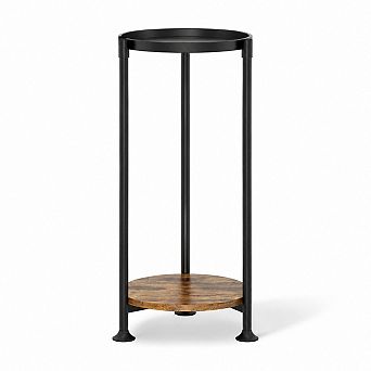 2 tier Metal Plant Stand, Vertical Corner Flower Holder for Large Pots, Black