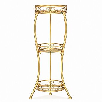 3 tier Tall Metal Plant Stand, Vertical Flower Pot Rack for Indoor and Outdoor Corners, Gold Finish