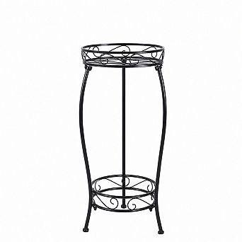 2 tier Metal Plant Stand, Rust-Resistant Round Corner Shelf for Indoor and Outdoor Display