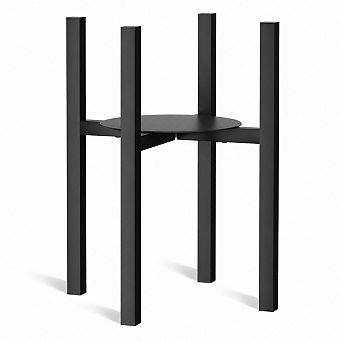 Adjustable Metal Plant Stand for 8 to 12 Inch Pots, Matte Black Single Holder