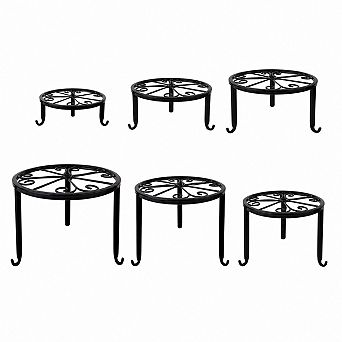 6-Pack Metal Plant Stands, Round Rust-Resistant Pot Risers for Indoor Outdoor Use, Black