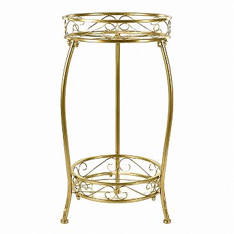 2 tier Metal Plant Stand, 27 Inch Tall Decorative Potted Holder for Indoor or Outdoor Display