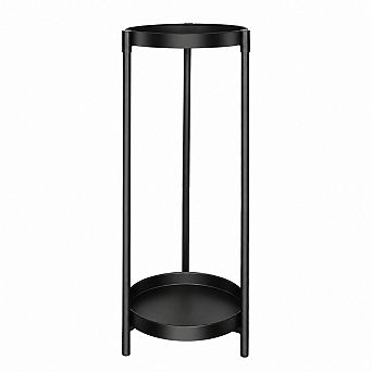 24-Inch Two-Tier Metal Plant Stand for Indoor and Outdoor Use, Black