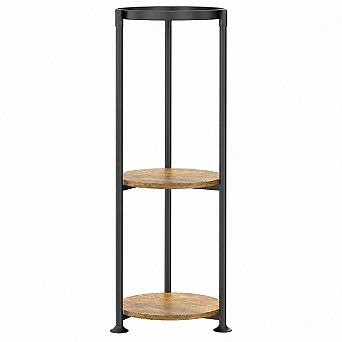 3 tier Corner Metal Plant Stand, Black and Rustic Brown, Indoor Outdoor Round Display Shelf