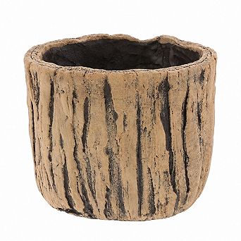 Concrete Succulent Planter Pot with Faux Wood Design 12.00x12.00x9.00cm Coffee Color